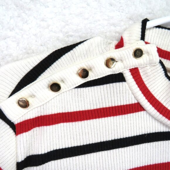 Lane Bryant Sweater Womens 18/20 Striped Gold Button Shoulder Pullover Top - Picture 3 of 10